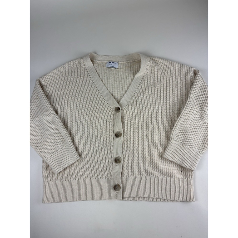 Old Navy Womens Size XL Off White V-Neck‎ Shaker-Stitch Cardigan Sweater